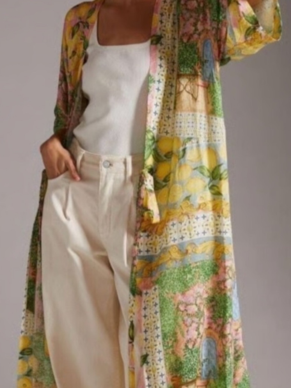 Aldo Martins Yellow and Green Floral Wrap Maxi Dress